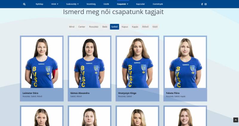 Női játékosok bemutatása